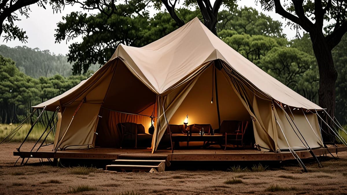 glamping in the rain
