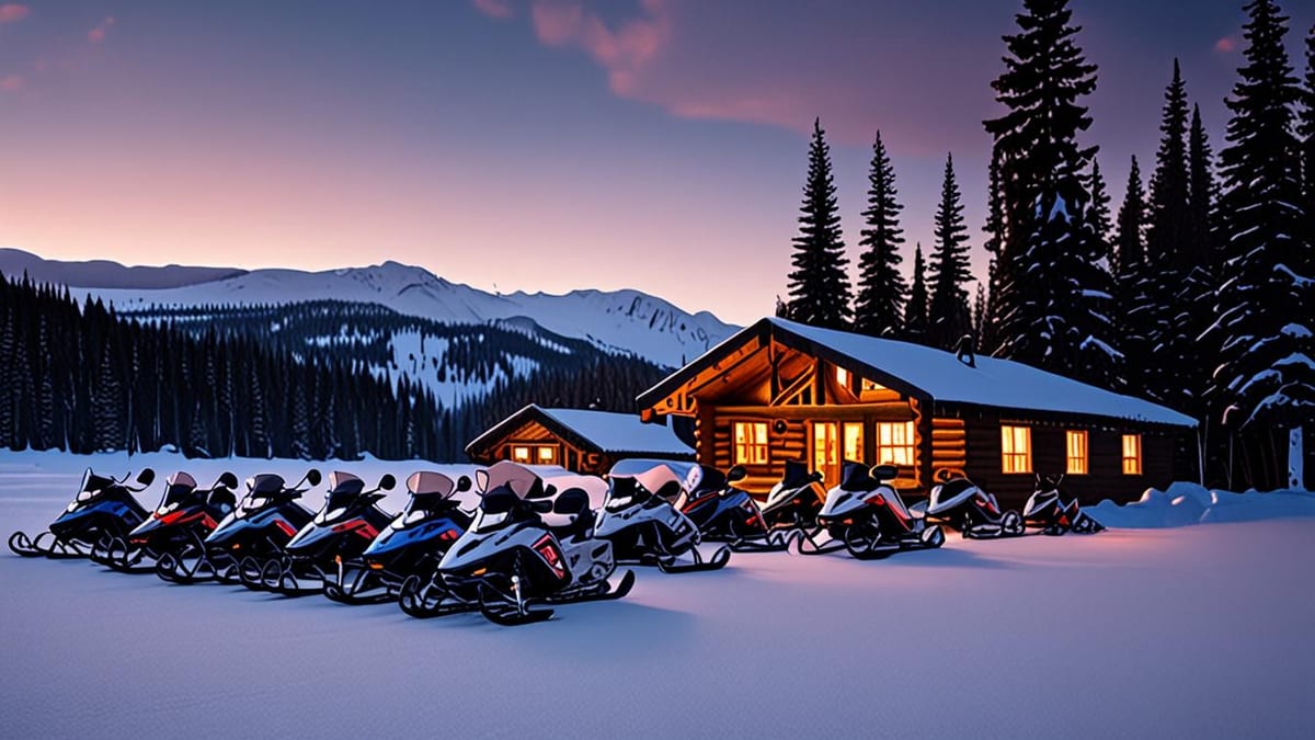 snowmobile and winter lodge trips